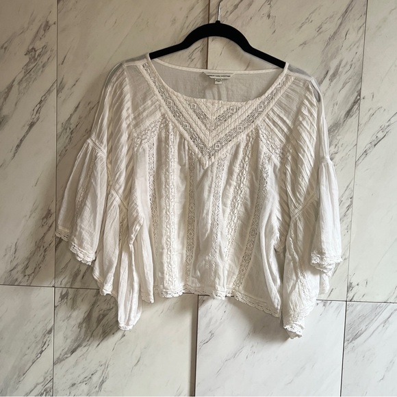 American Eagle Flowy Lace White Crop Top SZ S - Picture 1 of 6